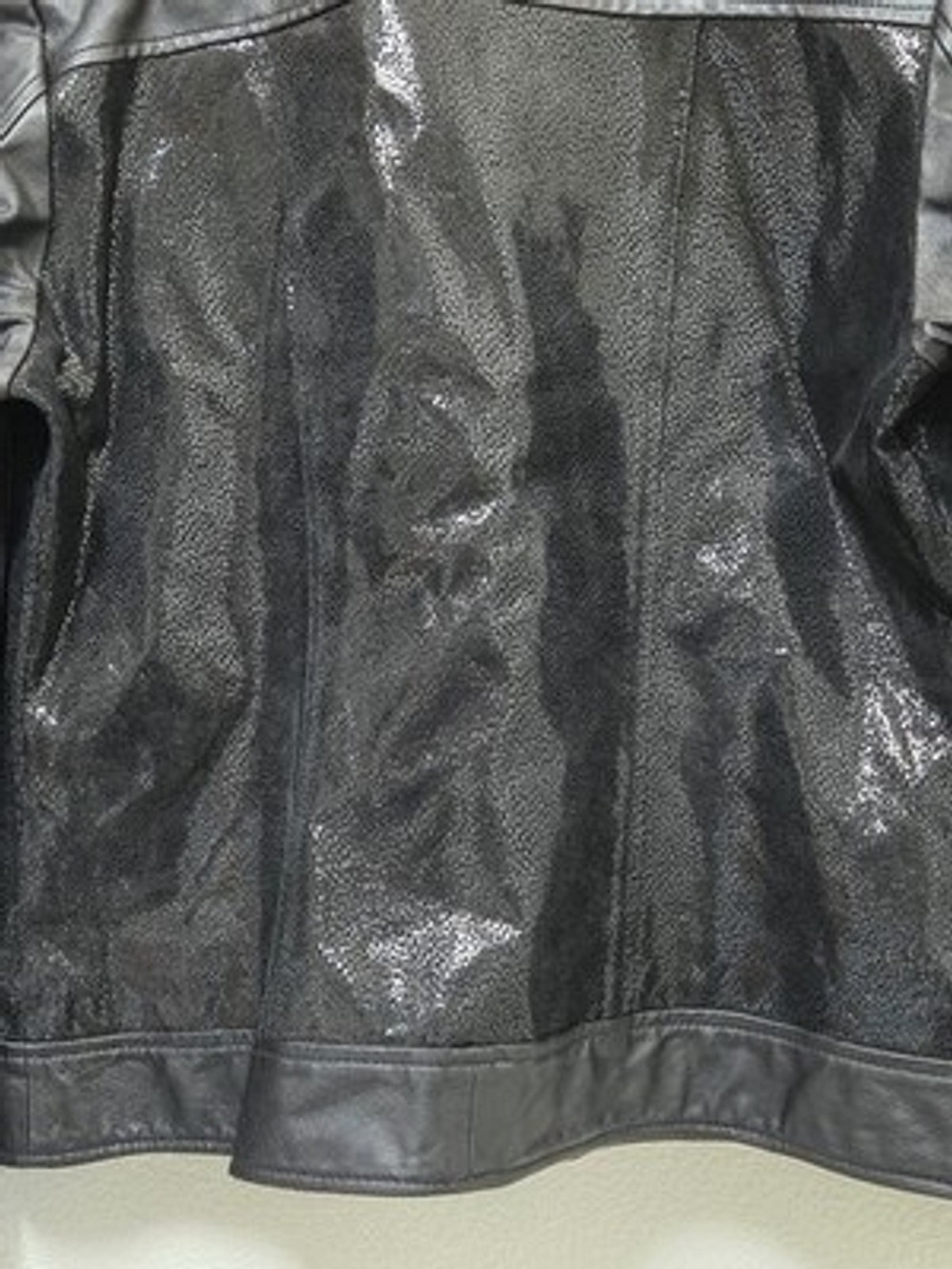 Pamela McCoy Genuine Leather Jacket Black Textured Moto Zip Women's M - Picture 7 of 15